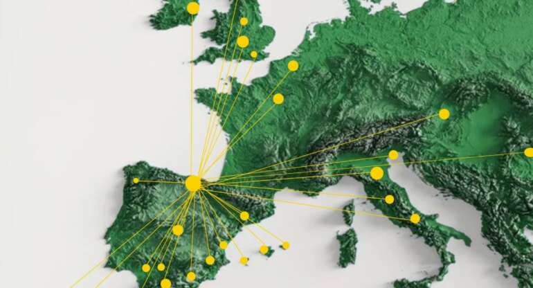 Mapa de destinos del aeropuerto de Santander