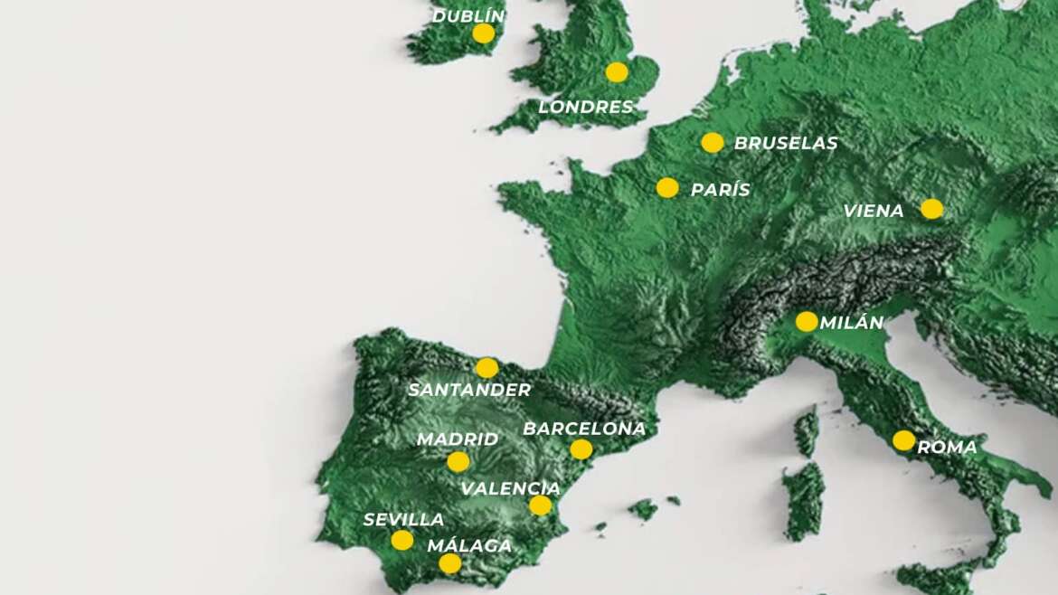 mapa vuelos directos desde santander