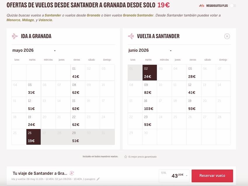 granada desde 19 sin megavolotea Vuelos a Granada desde 19 sin megavolotea
