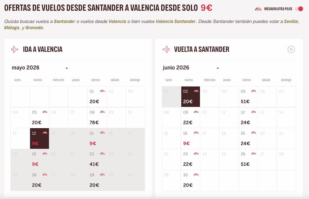 valencia mega volotea plus Volotea Santander Valencia desde 9€