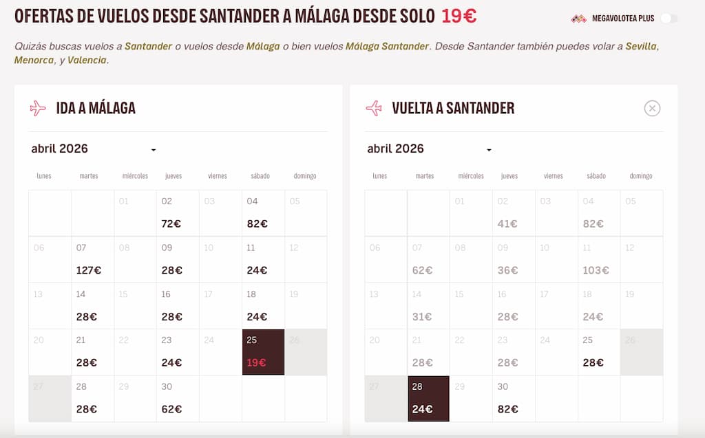 vuelos santander malaga con volotea Vuelos Santander - Málaga con Volotea
